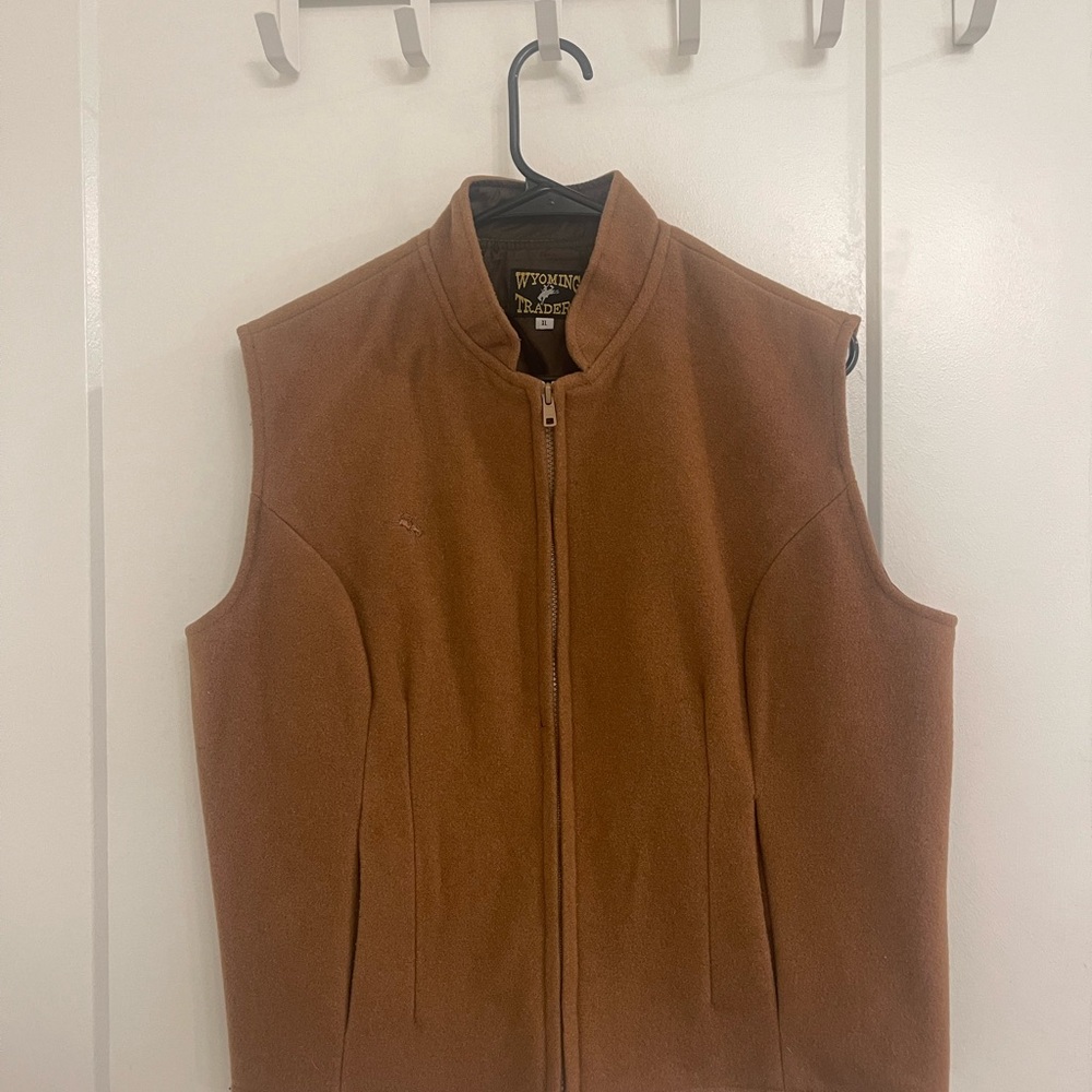 Wyoming Traders Wool Western Cowboy Synched‎ Men's Brown Zip-Up Vest